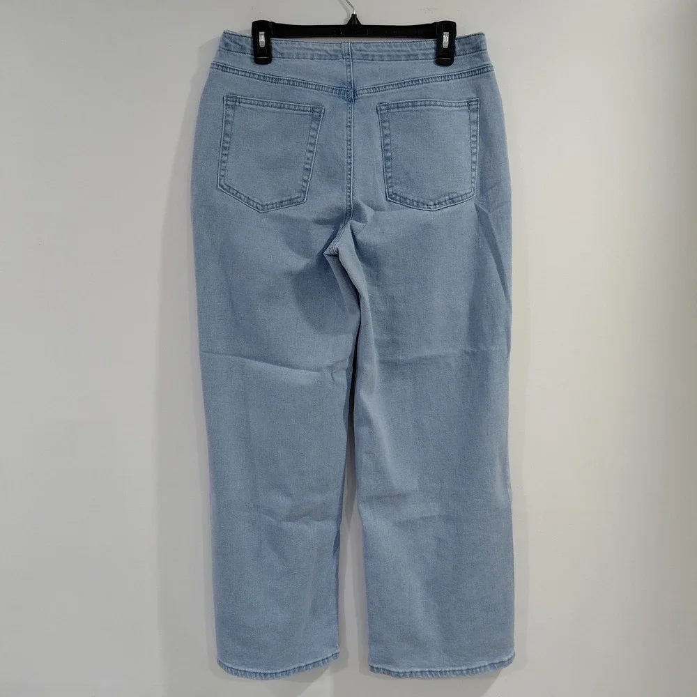 Flamingals Light Wash Denim Jeans Wide Leg Drawstring Waist Size M